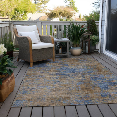 Machine Washable Indoor/Outdoor Chayden ACN1093 Navy Rug