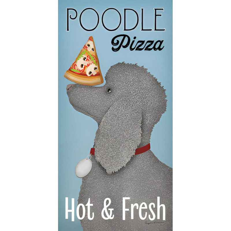 "Poodle Pizza" par Ryan Fowler, reproduction d'art sur toile tendue, H 12 po x l 30 po