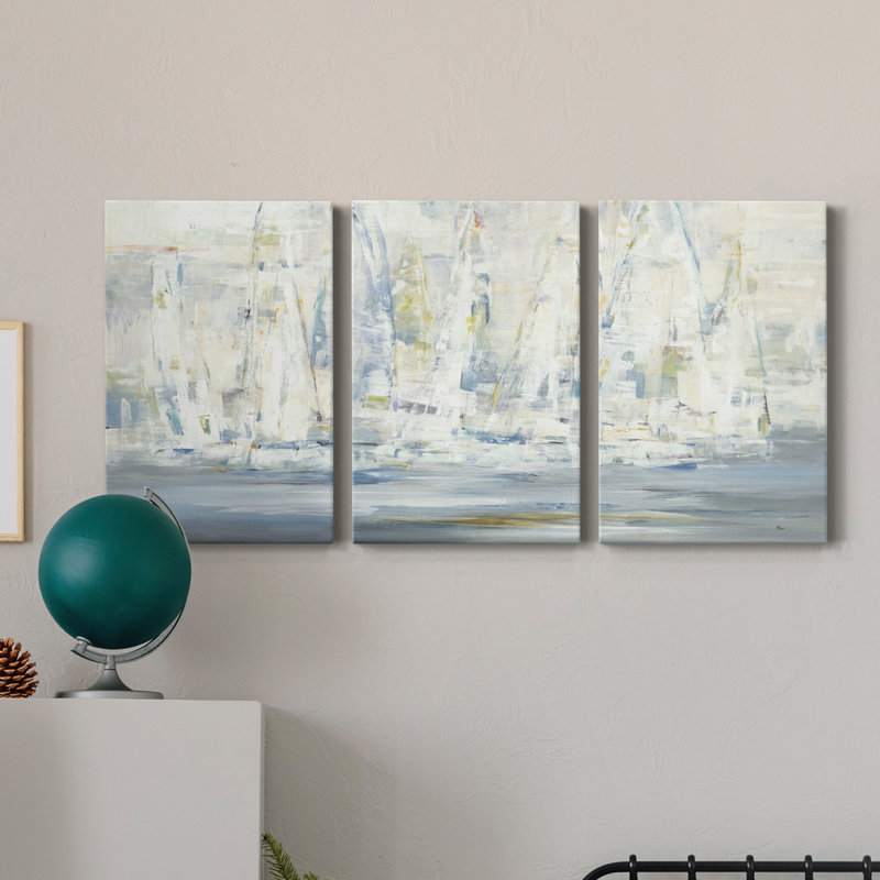 Regatta Time - Ensemble de 3 reproductions de cadres photo sur toile, H 27 po x l 54 po x P 1 po