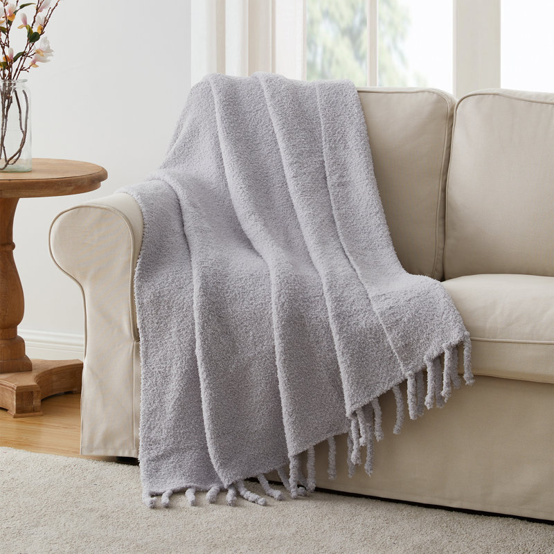 Jeté Solstice en chenille unie, 50 po x 60 po, gris