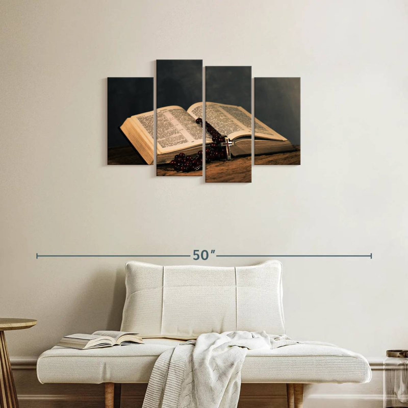 Rosaire Adella sur la bible, H 22 po x l 36 po