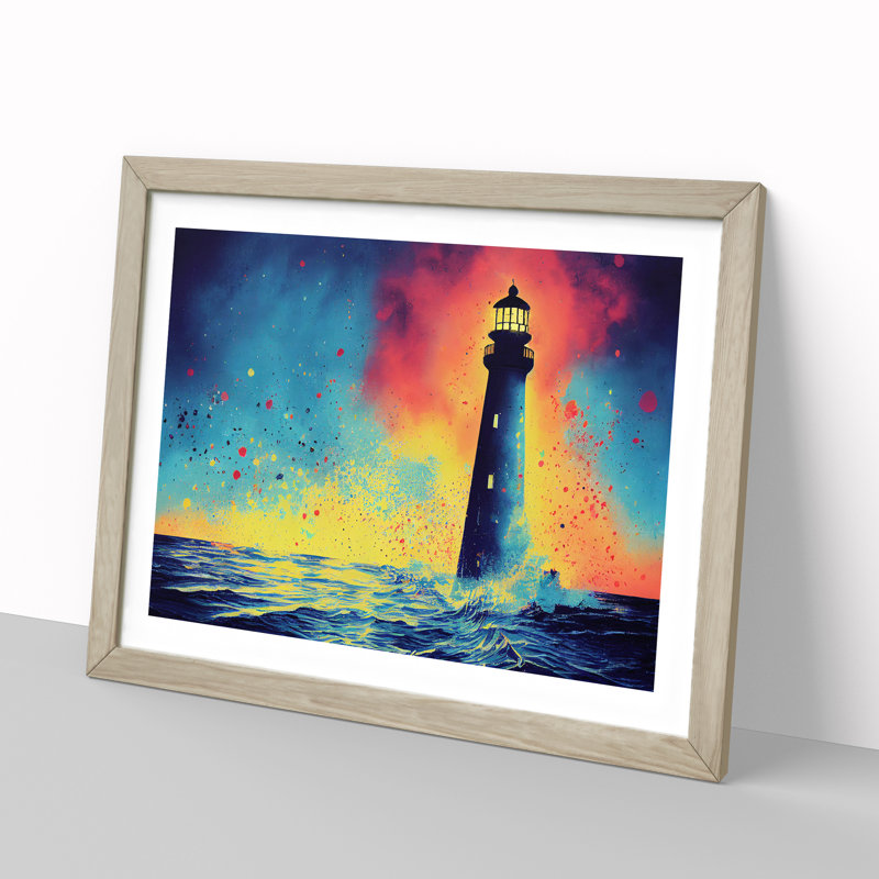 Lighthouse Splash Vol.2 Abstract 1 Piece Single Picture Frame Wall Art, 25cm H x 34cm W, Beige