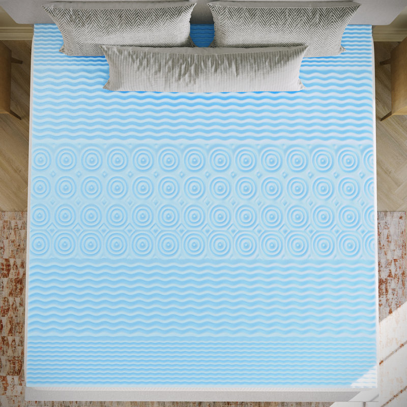 Surmatelas en mousse viscoélastique infusée de gel à 5 zones Shardia avec mousse certifiée CertiPUR-US, Très grand
