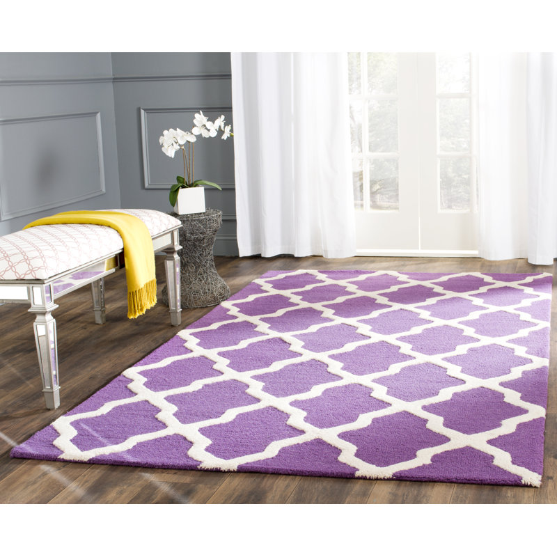 Tapis en laine touffeté à la main Cannen, Carré 8 pi, Mauve/Ivoire