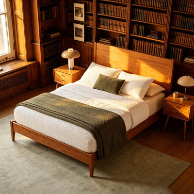 Solid Bamboo Wood  Size Sled Platform Bed