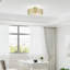 Abat-jour rigide en tissu 4 lumières semi-encastré or doux 4 lumières-892143599