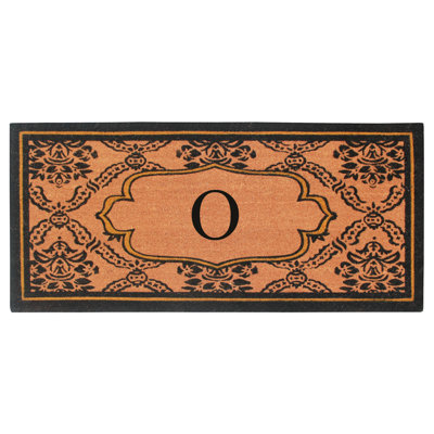 Albertina Monogrammed Natural Coir Door Mat – Ornate Scrollwork Design, 30" × 60", Heavy-Duty, Durable & Easy to Clean