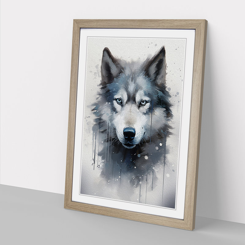 Husky Conceptual Art - Framed Print, Oak, 34cm H x 25cm W x 2cm D