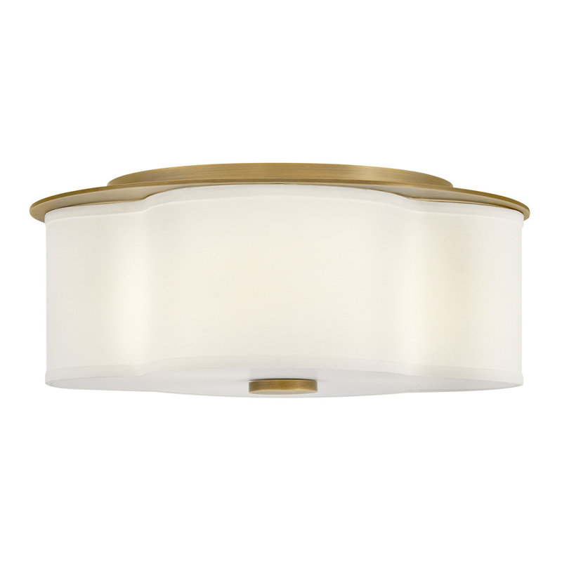 Delaney 3-Light Flush Mount Ceiling Light with Linen Shade, Gold