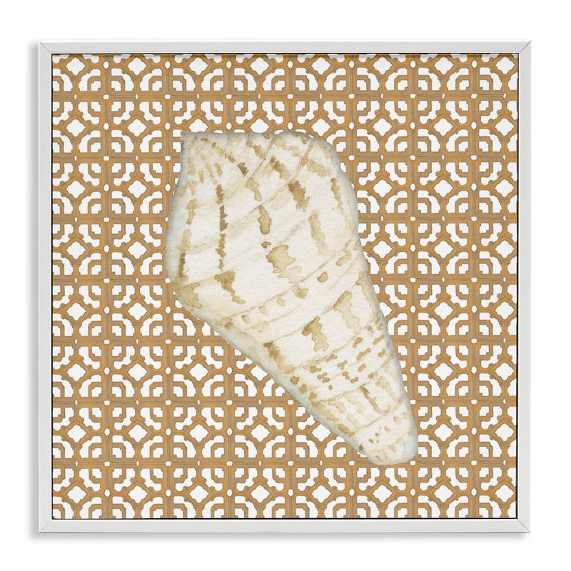 Giclée encadrée de carreaux et de coquillages côtiers, conception par Lee Ann Sanders, H 24 po x l 24 po