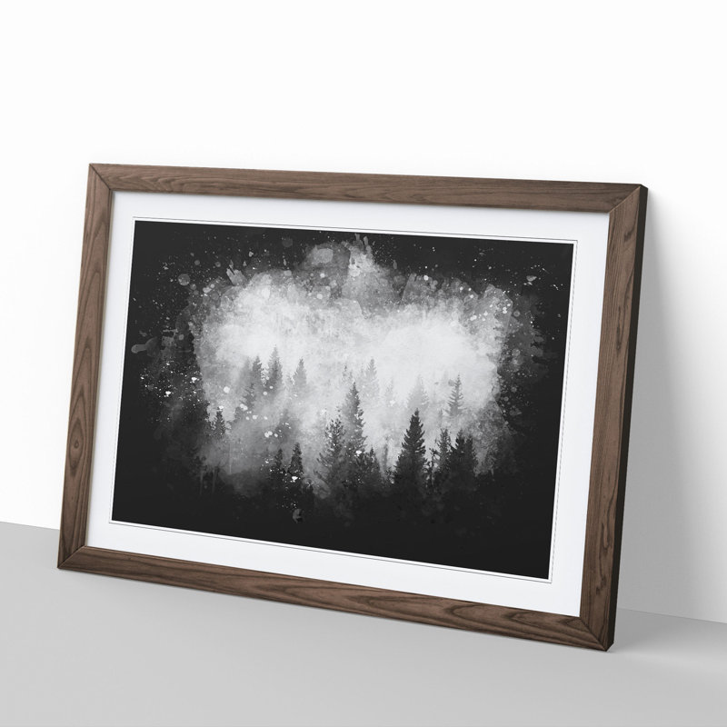The Misty Forest - Picture Frame Graphic Art, Walnut Framed, 65cm H x 90cm W x 2cm D