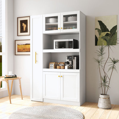 Farmhouse Storage Cabinet with 4 Doors,Pantry Organizers for Kitchen