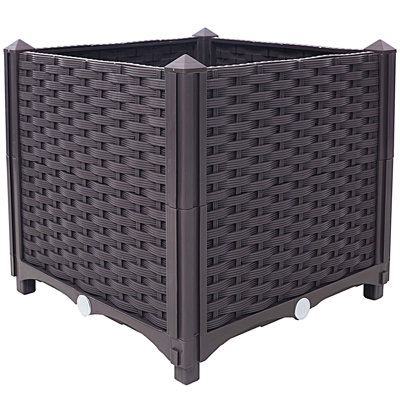 Deep Raised Garden Bed Plastic Planter Boxes for Vegetables Flowers Herbs and Succulents,Self-Watering Planter Box Raised Bed to Grow Flowers, Herbs & Vegetables