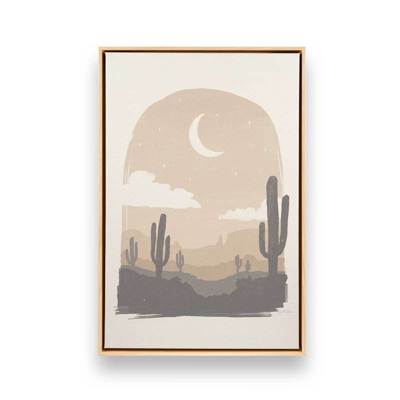 «Pale Desert Moon Serenade», reproduction sur toile, Cadre flottant en érable américain, H 30,75 po x l 20,75 po