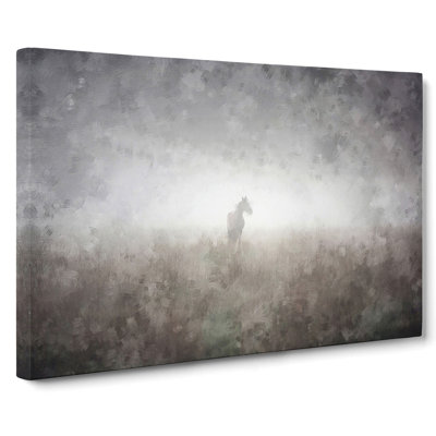 Horse In The Mist - Wrapped Canvas Print