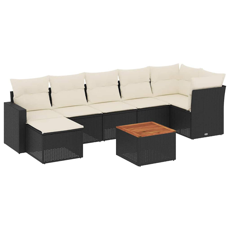 Ensemble de canapé de jardin modulaire en rotin PE noir 8 pièces Vidaxl
