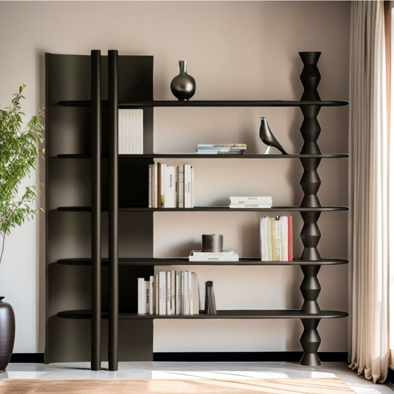 Bibliothèque de style français, (5 tablettes) H 78,74 po x l 62,99 po x P 11,81 po, Brun