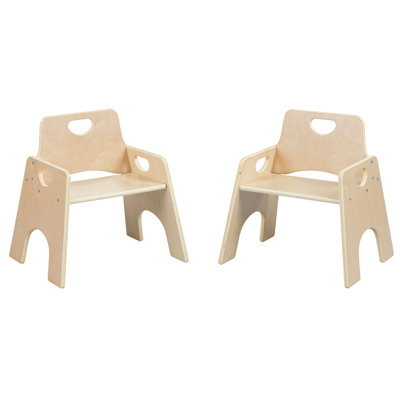 ECR4Kids Stackable Wooden Toddler Chair, 10in, Kids Furniture, Grey Wash, 2-Pack by ECR4Kids