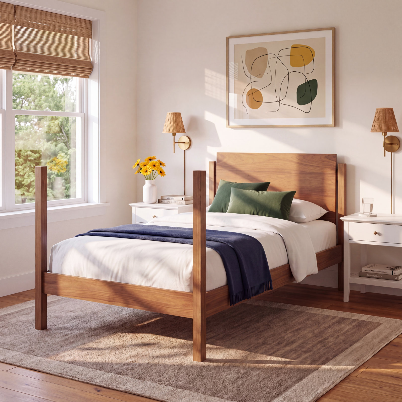 Post Up Walnut Bed, Twin, Walnut