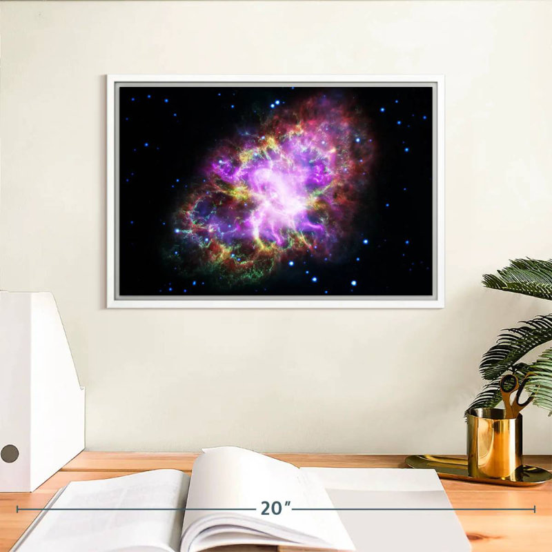 Nébuleuse du crabe scintillant, Cadre flottant blanc, 13 po x 9 po