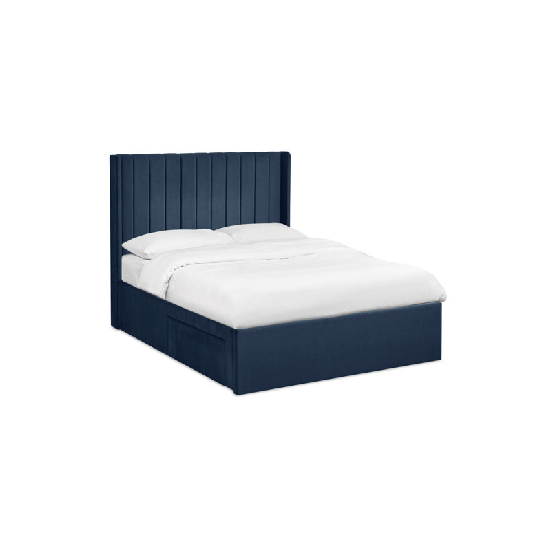Upholstered Ottoman Storage Bed, Blue, Double (4'6)
