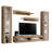 100" Modern Floating Wall Mounted Entertainment Center with 16-Color LED Lighting, High Gloss Finish-212434572