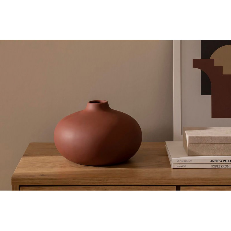 Corrisa Ceramic Table Vase, Brown, 23cm H x 5cm W x 29cm D