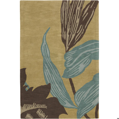 Très grand tapis botanique en laine touffeté à la main Mikilah