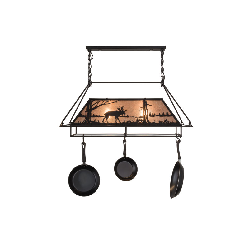 Moose at Lake Handcrafted Hanging Pot Rack, Textured Black