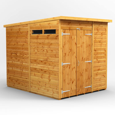 Powersheds 6 x 8ft Timber Tongue & Groove Pent Garden Shed Security Shed Double Door