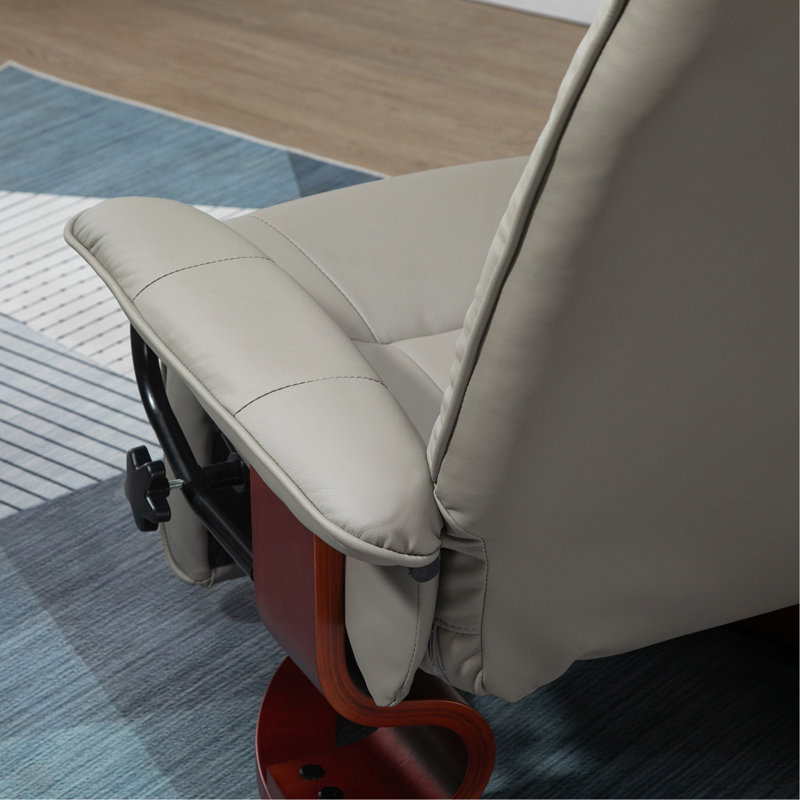 Comfortable Swivel Recliner With Padded Armrest And Extendable Footrest