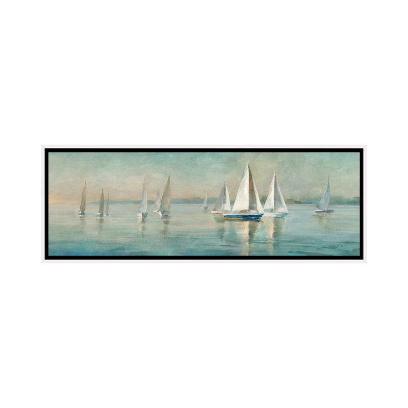 Voiliers au lever du soleil par Danhui Nai - reproduction d'art sur toile, H 20 po x l 60 po x P 1,5 po