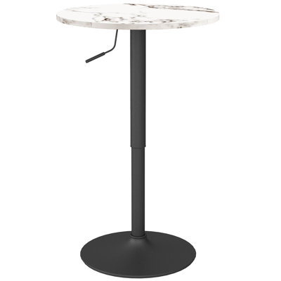 Adjustable Round Bar Table for 2 w/ Steel Base, Black Marble