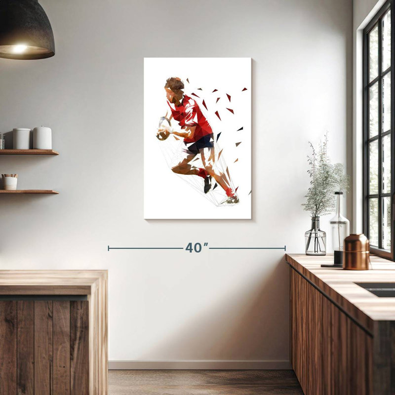Joueur de rugby géométrique, H 36 po x l 24 po