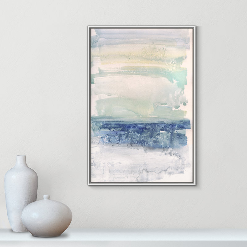 «Louella Gulf Shores» par Sally Swatland, peinture sur toile à cadre flottant, H 37,5 po x l 25,5 po x P 2 po, Cadre blanc