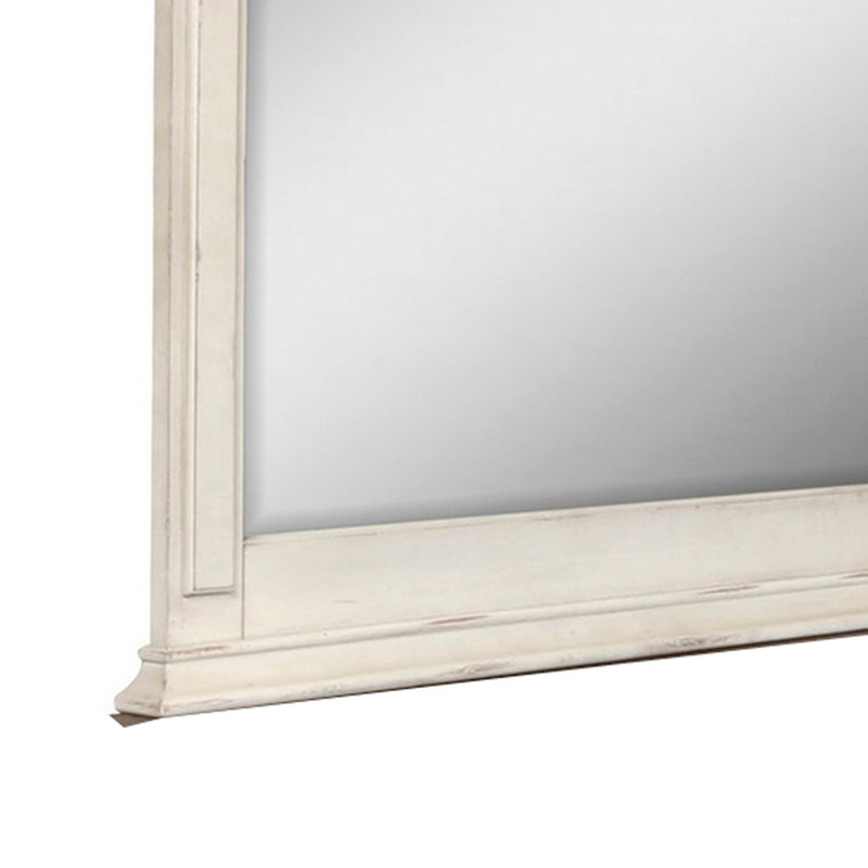 Miroir de commode Maia 43 x 46 avec plateau courbé, peuplier et chêne, blanc antique