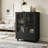 Minimalist Black Buffet Cabinet With Double Glass Doors And Drawer, Modern Wooden Storage Sideboard Cupboard For Living Room, Dining Room Hallway Entryway(Black)-1337507826