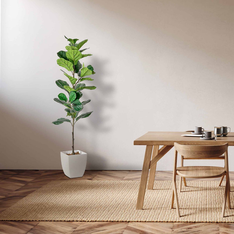 60'' Faux Fiddle Fig (Ceramic Pot) Tree in Ceramic Pot