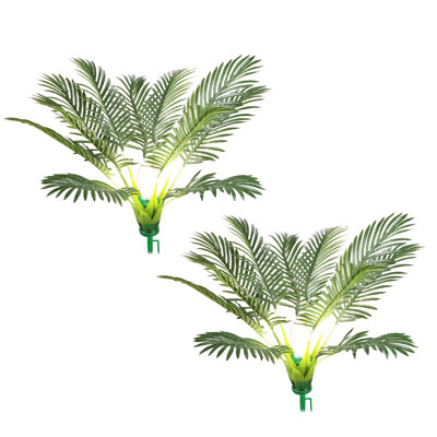 2-Pack Ground Plug Solar Palm Tree Lights