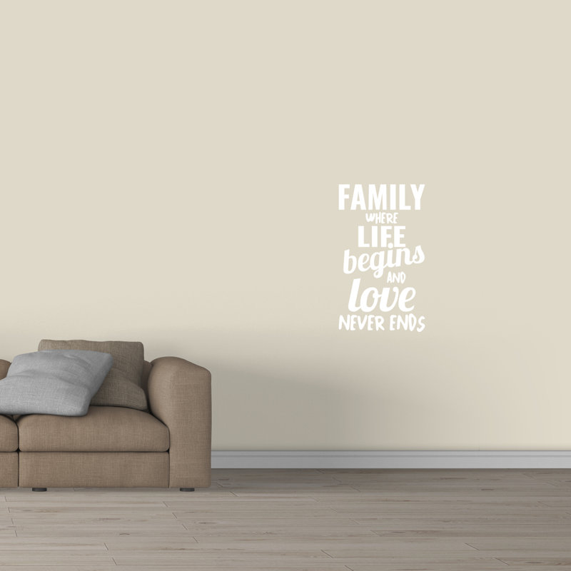Décalcomanie murale family where life begins, Blanc