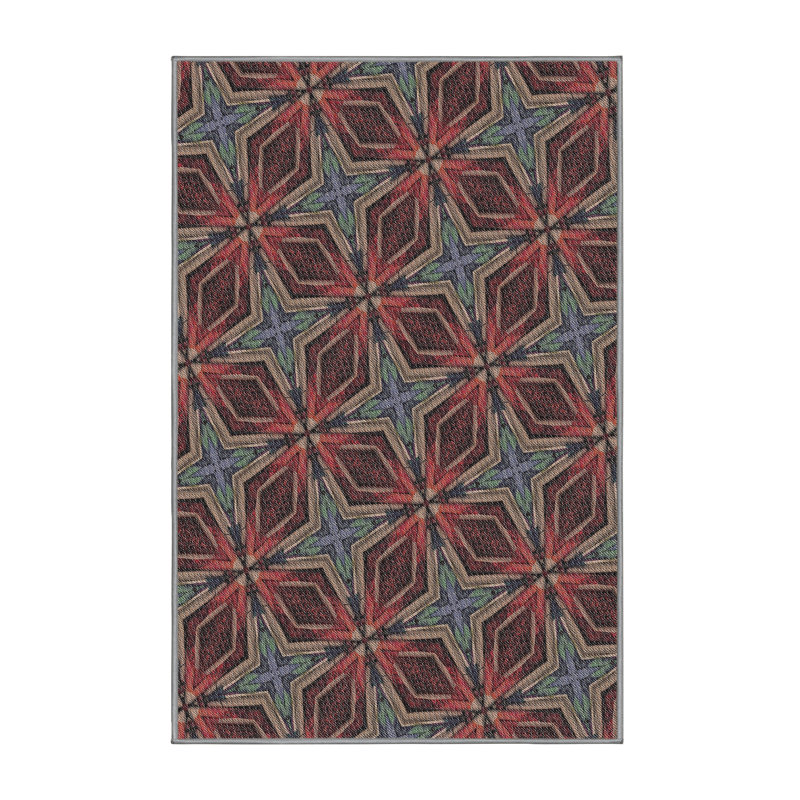 Tapis rouge / bleu Power Loom, Rectangle 5 pi x 7 pi