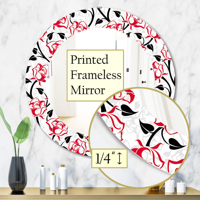 Motif avec roses - miroir moderne, H 31,5 po x l po