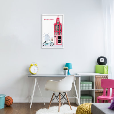 Elephant & Amsterdam Building Framed Giclee, design by Carla Daly