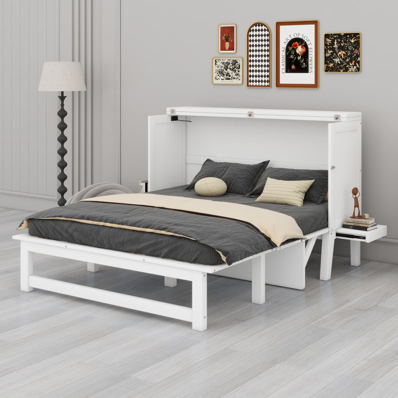 Lit escamotable avec port USB, Blanc