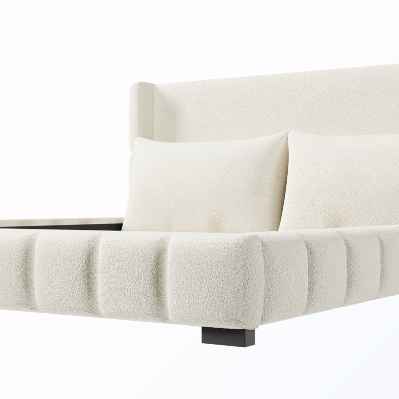 Très grand lit tapissier avec 2 coussins, White, King