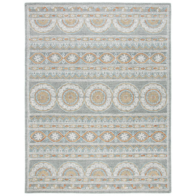 Tapis floral en laine / coton touffeté à la main Muhtar