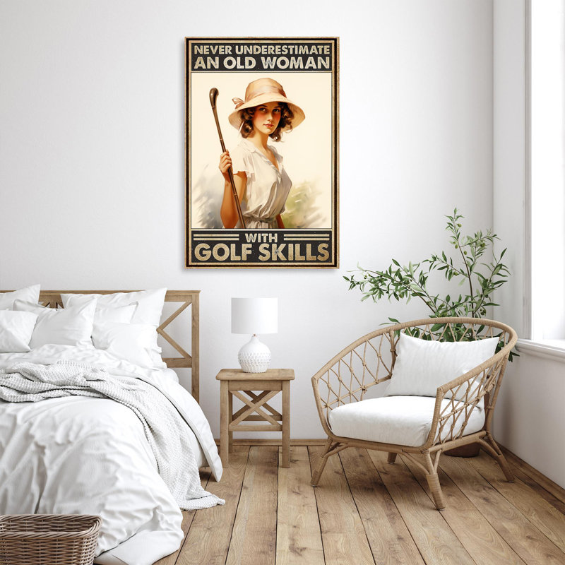 Une vieille femme avec des compétences de golf - 1 pièce, une vieille femme avec des compétences de golf sur toile