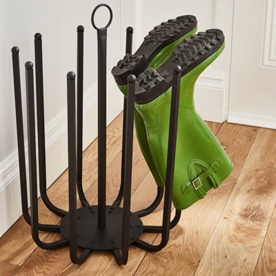 5 Pair Black Round Boot Shoe Rack Welly Holder Stand