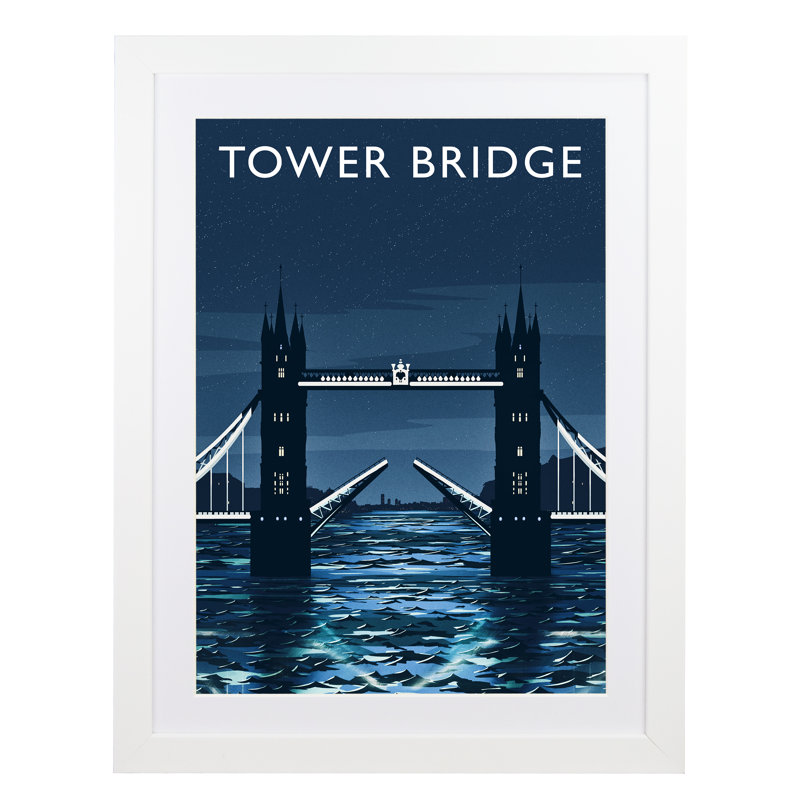 Tower Bridge Portrait - Print, 50cm H x 40cm W x 3cm D, White Framed