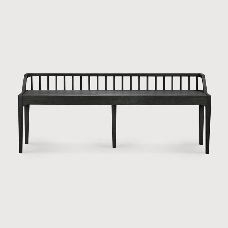 Spindle Solid Wood Bench, Oak Black